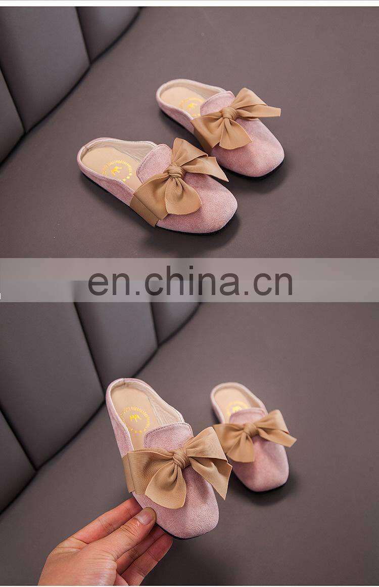 New Kids Slippers Girls Princess Spring Summer Casual Sandal Cute Bow Decorative Soft Leather Rubber Sole Baby Princess Shoes