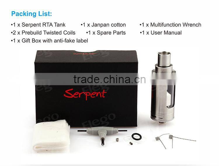 Wotofo Serpent RTA Tank with 4ml and Top Filling Large Stock Wholesale ecigarette