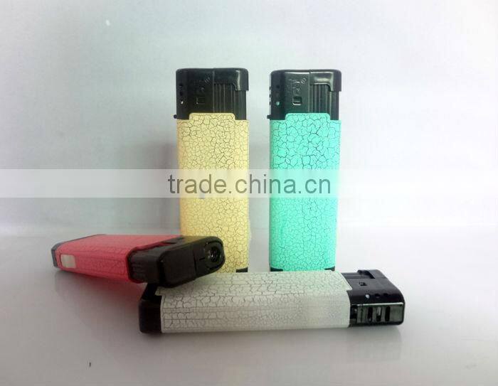 fashion leather translucent surface refillable electron cigarette lighter jet flame lighter with led light