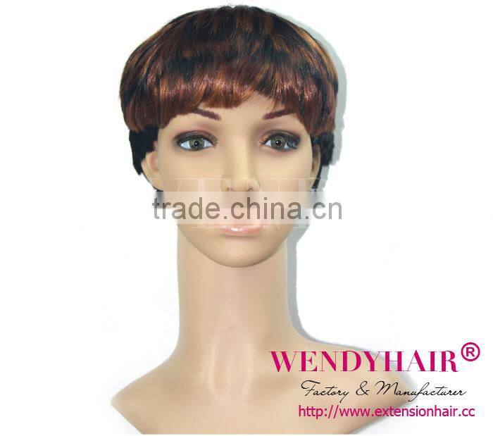 Cheap fashion synthetic hair wigs short hair machine made wig