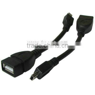 Black Mini 5pin USB to USB AM OTG Adapter Cable, Length: 12cm