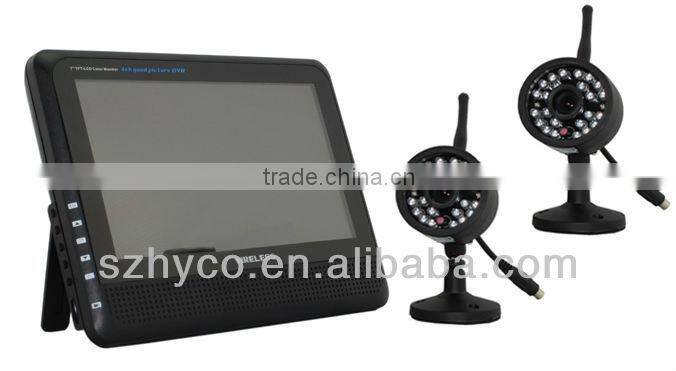 7 inch monitor wireless dvr kits cctv camera system