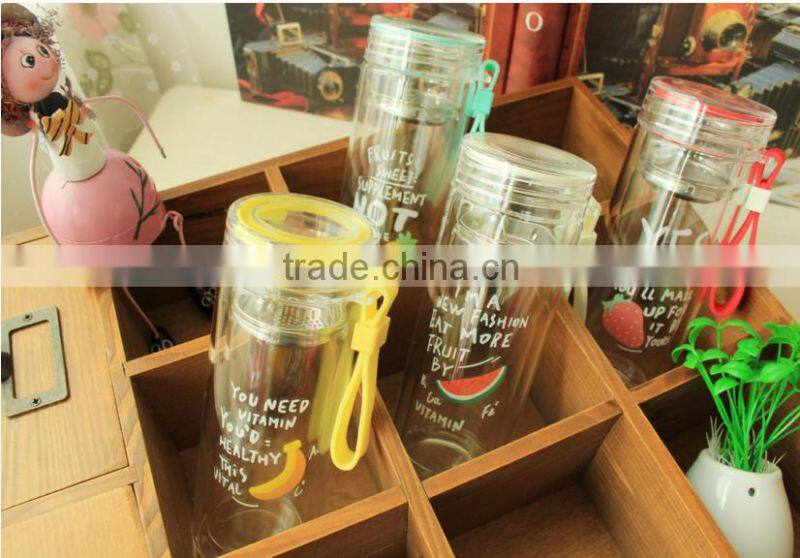 leak protected 4 colors glass tea bottle with portable ring
