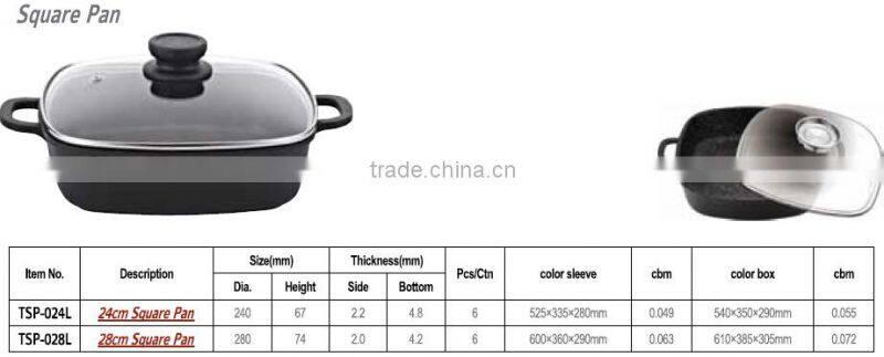High quality Die Cast Aluminium Square nonstick cast iron frying pan