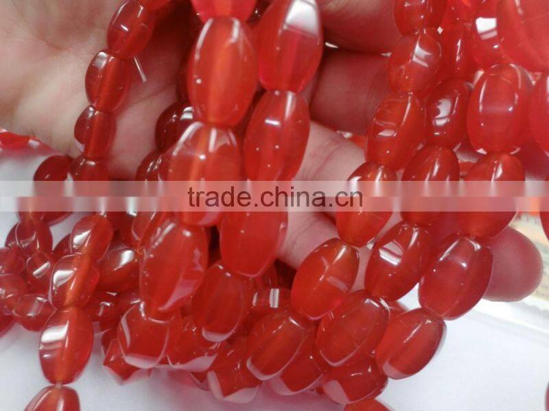 Natural Red Carnelian Beads Gemstones Red Agate Faceted Rice Beads 8*12mm