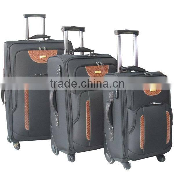 2013 3pcs eva business vintage fashion retro black eminent travel trolley luggage with four wheels
