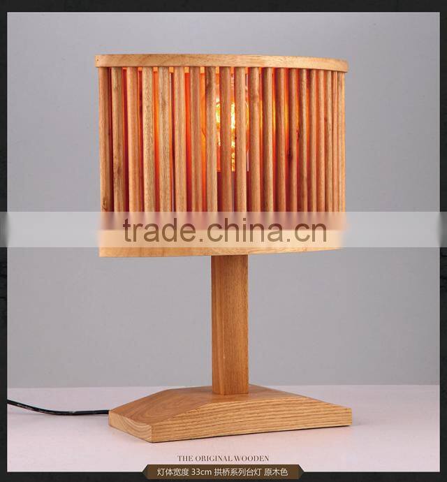Handmade craft art wood modern table lamp for bedroom decor