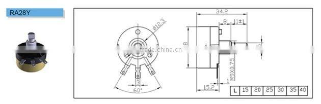 RA28Y 2W Adjustable Power Rheostat Variable Resistor rotary potentiometer