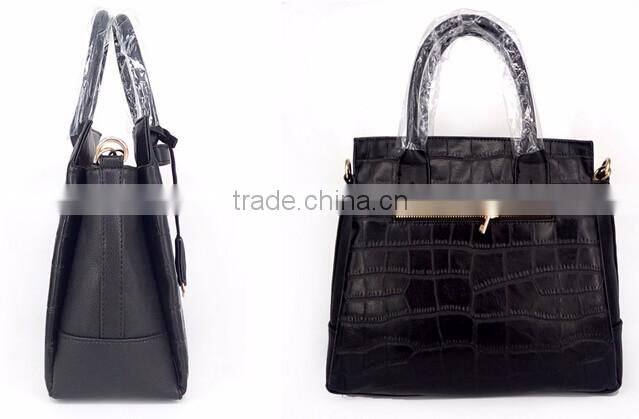Classical croco ladies handbag set with outside wallet