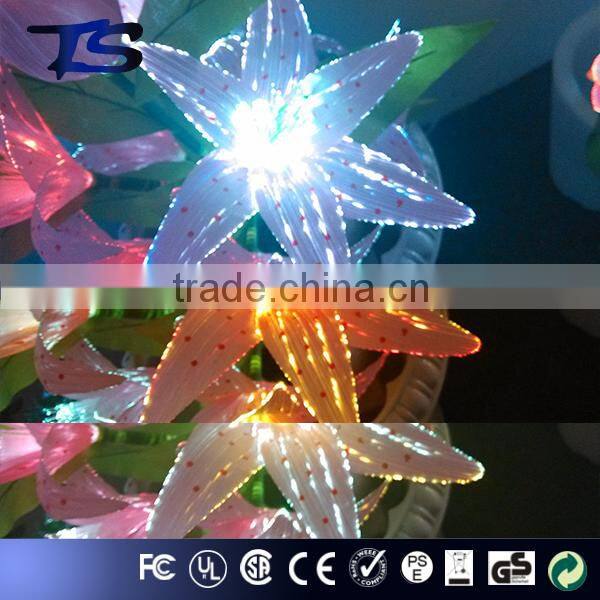 High quality floor color change fiber optic big flowers with high metal pot for Festive and party and home decoration