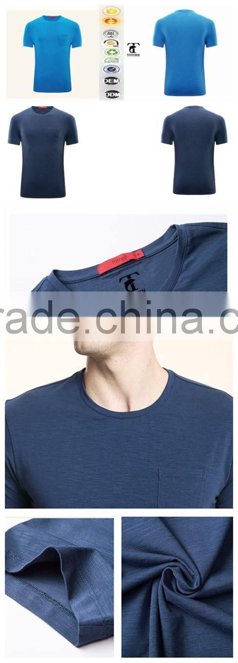 High Quality Lightweight china suppliers Custom logo OEM design blue casual man Slim Fit plain t shirts mens