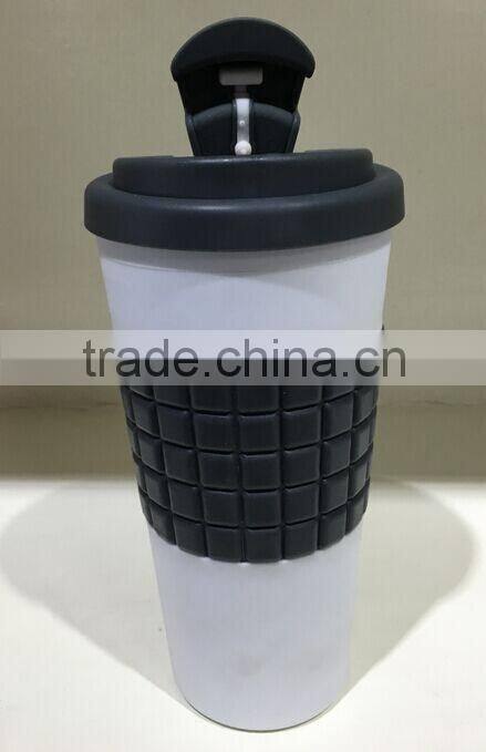 BPA free Coffee Use Portable Bottle Plastic Double Wall Coffee Bottle with Locking Lid