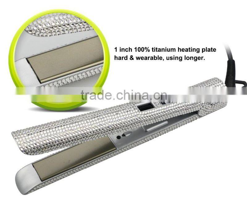 LCD digital display Bling crystal hair straightener