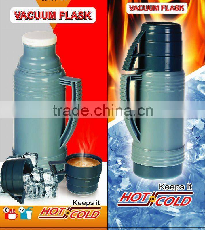 double cup PP casing vacuum flask with glass liner