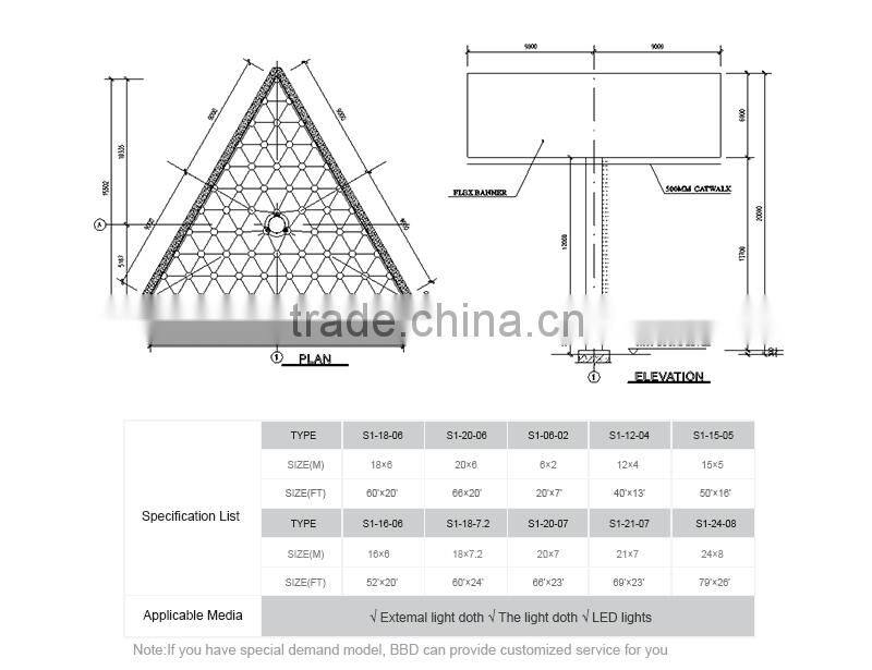 Large unipole three side billboard unipole signage