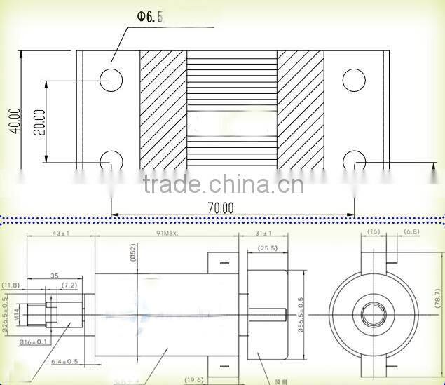 52mm 300w 0.4Nm ER11 9000rpm dc 48v air cooled spindle motor for cnc