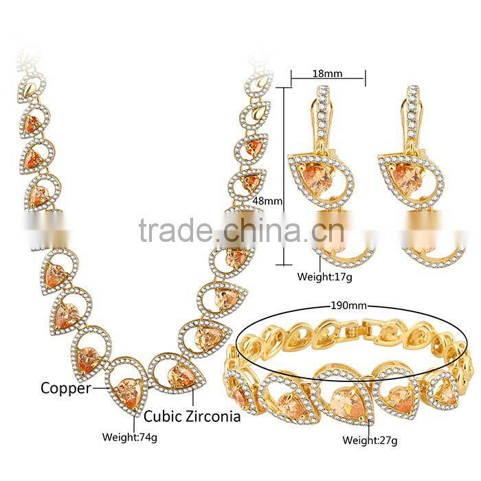 Latest Products 2016 Orange Gemstone Gold Jewelry Half Set