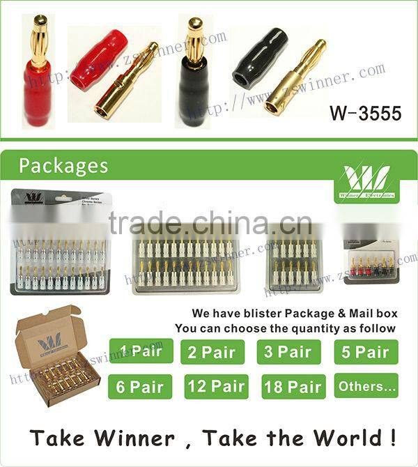 Double banana plug 24 Carat Gold-Plated in Red / Black Set