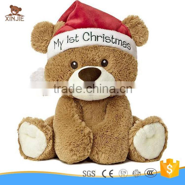 hot sale lovely plush teddy bear toy with christmas hat