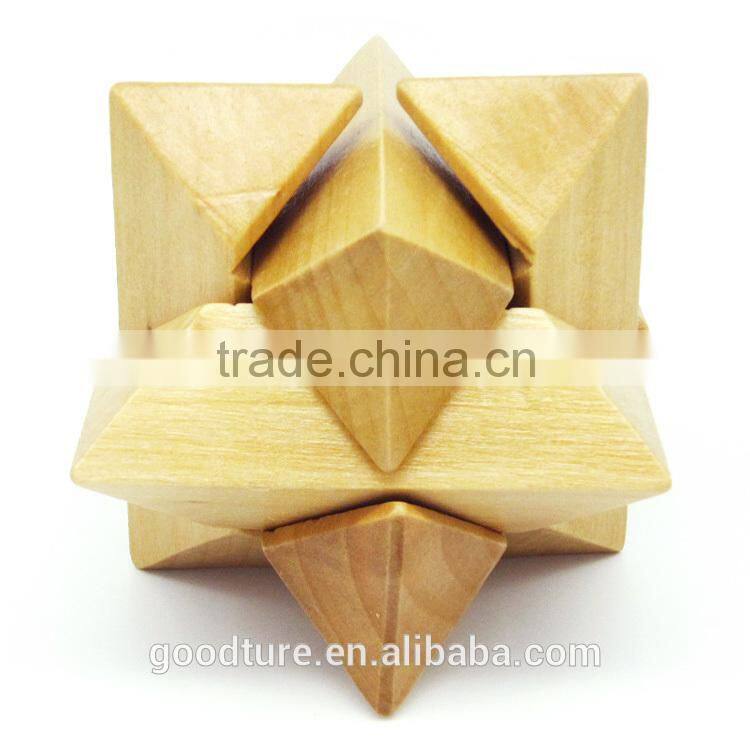 2015 Hot Sale Wooden IQ Intelligent Puzzle Magic Puzzle Kongming Lock Brain Teaser Model Number GAD1078