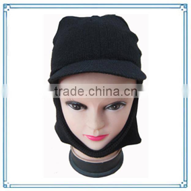 100% acrylic knitted beanie winter hats wholesale high quality customized dobby knitted beanie hat in black color