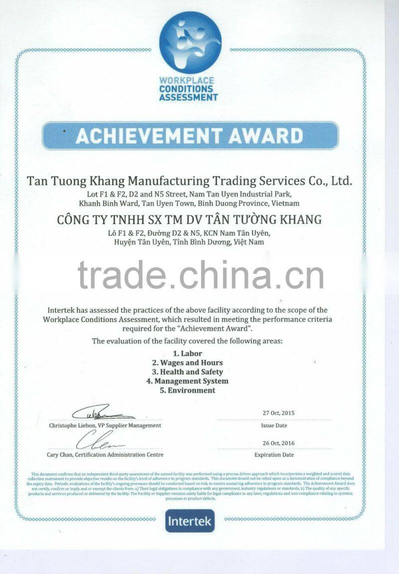 SEDEX, WCA INTERTEK Audited Artistic Straw