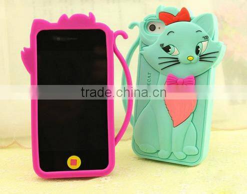 Cute 3d cat design cartoon mobile phone silicone case for samsung iPhone 6/6s