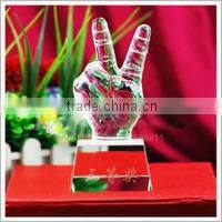 New delivery china Hot sales hand shaped crystal trophy,crystal handicrafts for business gift