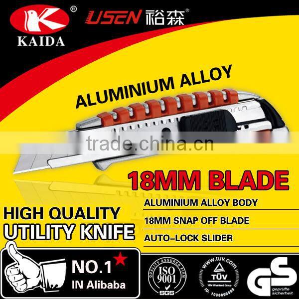 Auto Retractable Safety 18mm Snap Off Blade Aluminium Alloy Screw Lock knife