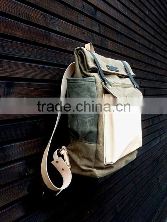 Custom high quality waxed canvas backpack