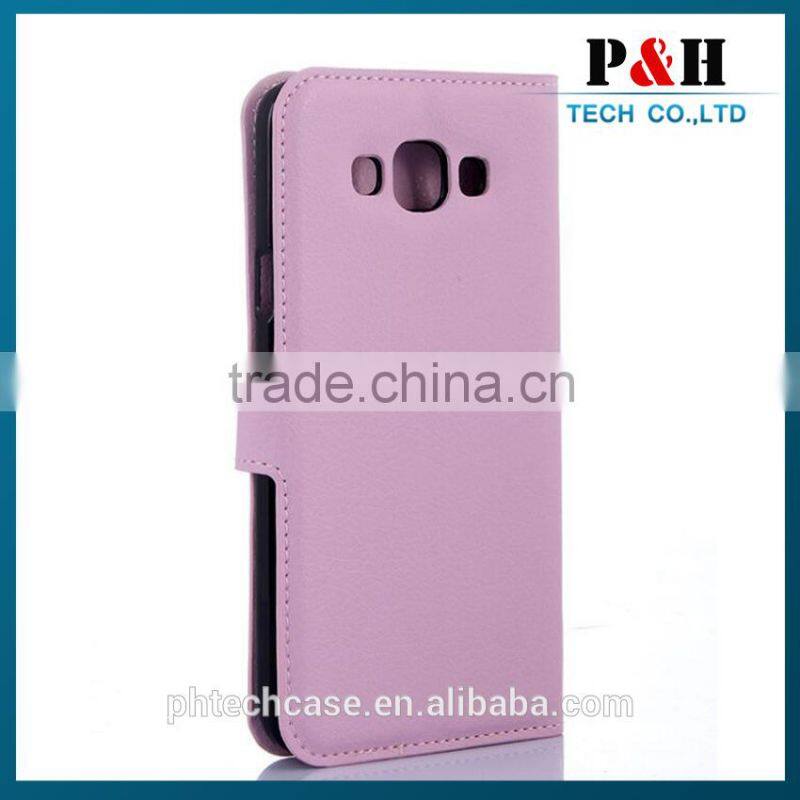 Case For Samsung Galaxy E7 Leather Stand Pouch With 2 Card Slots/Magnetic Snap