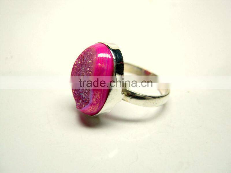 Coated Golden Dream Green Druzy Trillion Sterling Silver Jewelry, 925 Solid Sterling Silver Gemstone Ring,Designer Druzy Jewelry