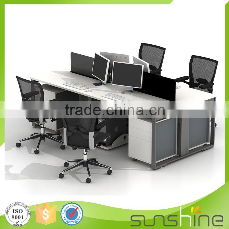 Customized Drawing Design Office Furniture Workstations 4 People Office Desk Factory Price From China