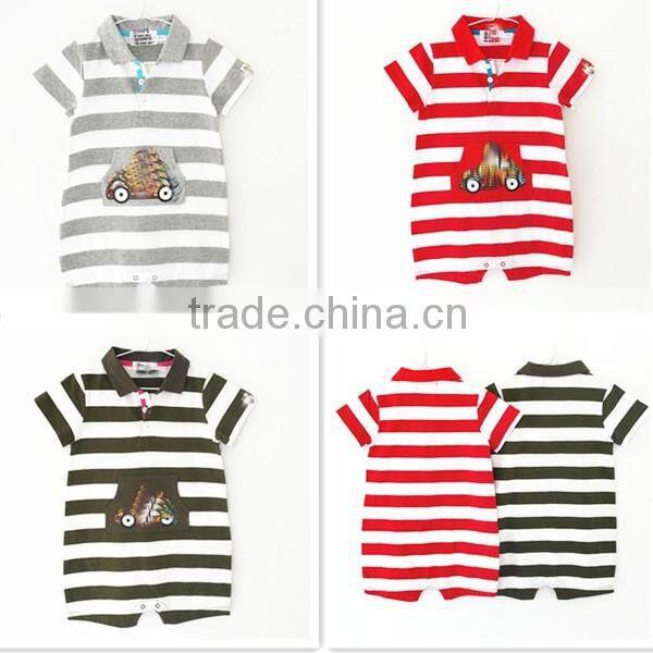 Short sleeve baby cotton bodysuit striped Romper climbing clothes