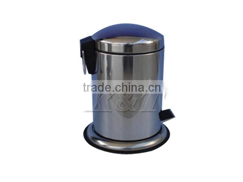 5L simple stainless steel rubbish bin with base