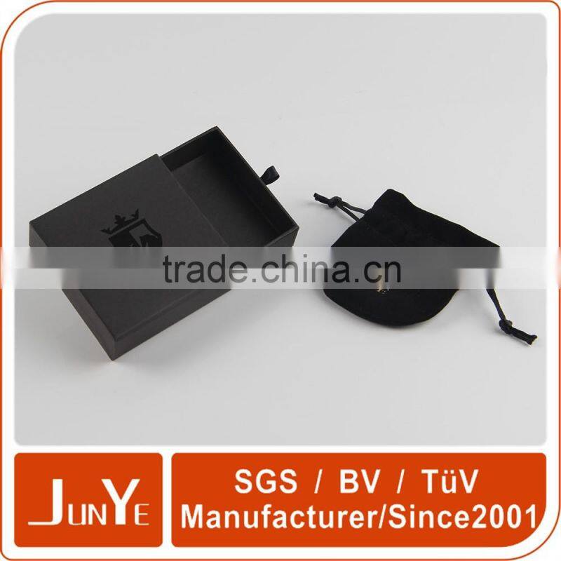 Junye black UV cardboard bracelet gift drawer packaging box with bag