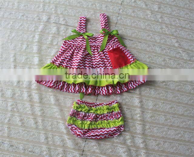 2013 lastest new design Wholesale cotton chevron swing top set cotton top withe cotton bloomer for baby