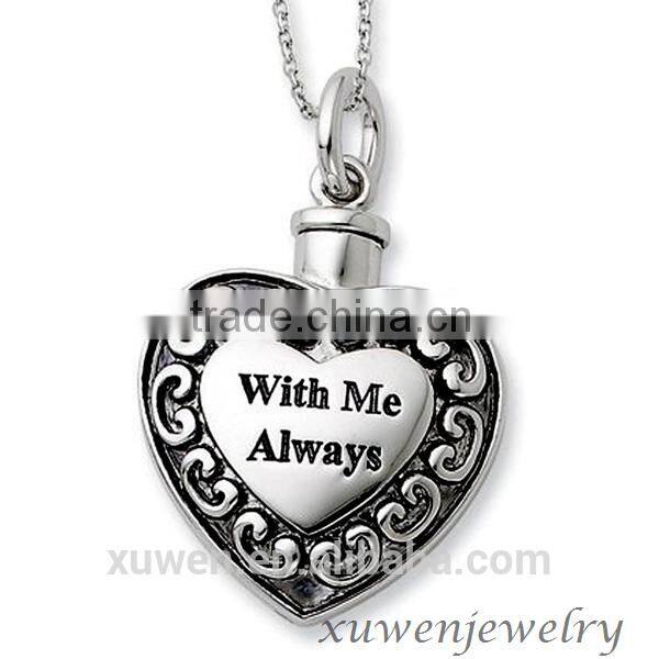 stainless steel cremation jewelry memorial urn ash holder heart pendant necklace