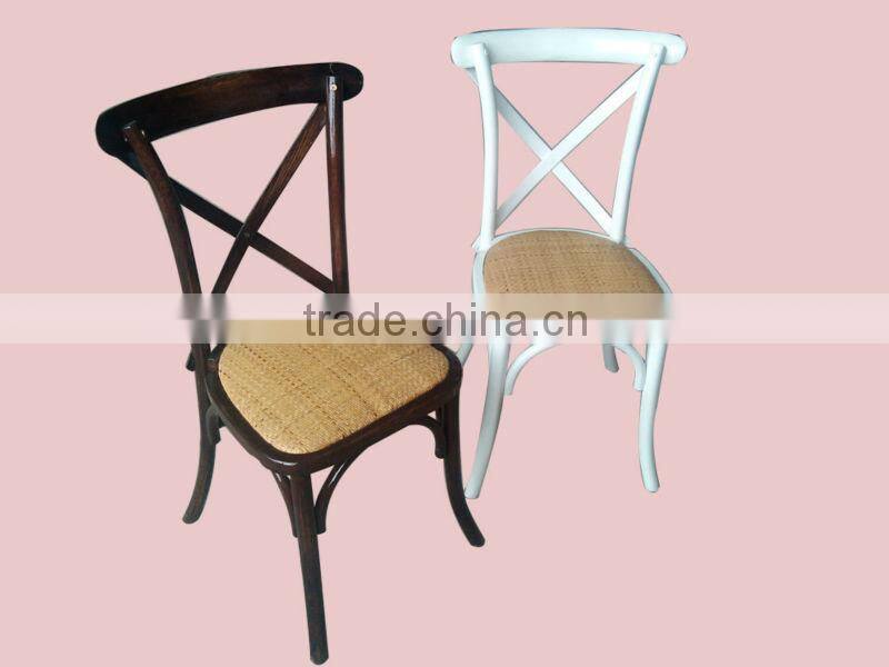 Oak Wood French Style Antique Stacking Cross Back Wedding Dining Chair