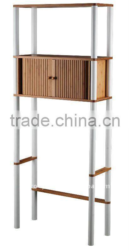 Bathroom Rubber Wood Waterproof Sanitary Table with Moistureproof Rack Shelf and Stainless Steel Wire Handle for Sanitary Ware