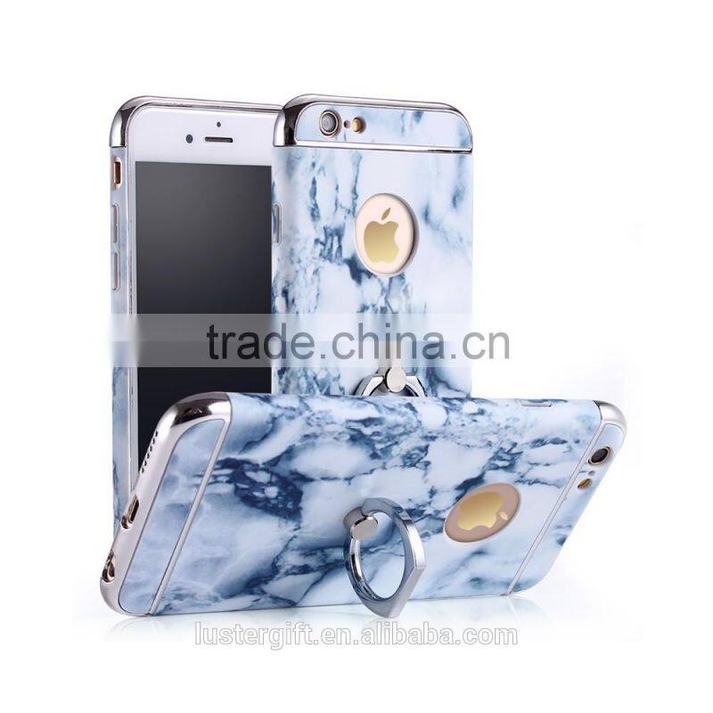 2016 With ring kickstand Luxury 3 in 1 Hard PC Marbling Phone Case Cover For iPhone 5S SE 6 6S Marble Checked Pattern Phone Case