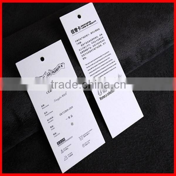 Modern Designed Printed Paper Hangtags On Clothes With Rope For Sale