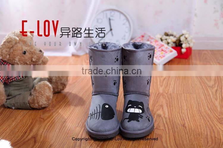 NO.U004G 2016 hot sales high quality and cheap brown woman boots with fur