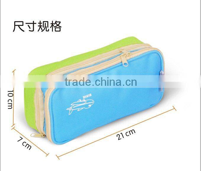 Multi-function travel bag,canvas two colors wash bag,21*7*10cm OPP cosmetic bag