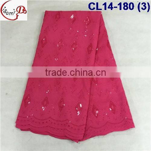 CL14-180(4) 2016 multi-color cotton with sequinse lace hot sales lace African cotton/swiss lace fabric for man and woman