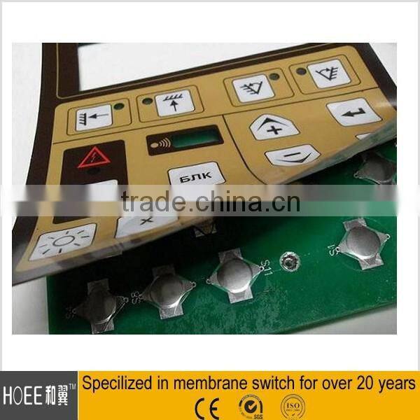 keyboard membrane switch with embossed metal domes