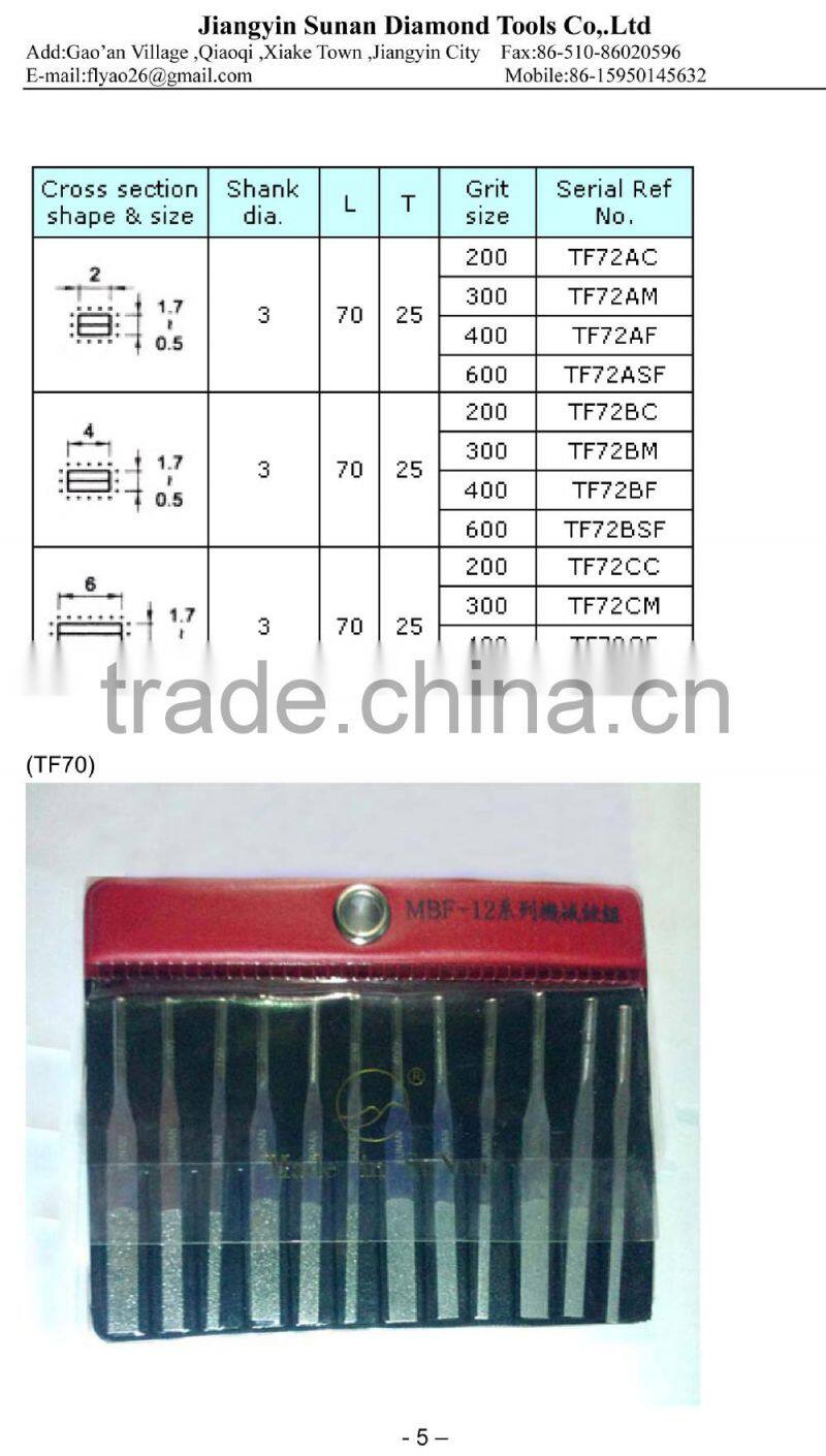 12 PC DIAMOND TAPER MACHINE FILES IN 4 GRITS, L70MM -TOOLMAKER LAPPING TOOLS