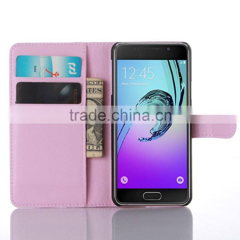 Factory Price Lichee Leather Pouch Wallet Case Folio Stand Cover for Samsung GALAXY A3 A310