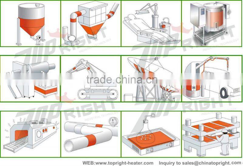 Flexible Spring Fixed Silicone Rubber Oil Tank Blanket Heater with Veclro and p
