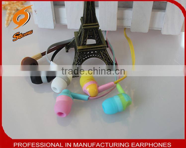 New Products Colorful Earphones With Mic,Flat Cable Earphone.